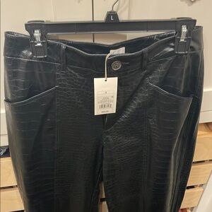 Zara Black Croc-Textured Trousers